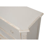 3-drawer chest commode light gray white distressed ring pulls