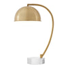 The Uttermost Romani Desk Lamp features a gold dome shade and crystal base, displayed against a white background.
