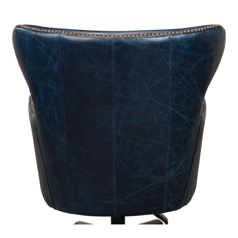 navy leather upholstery desk chair 5 casters