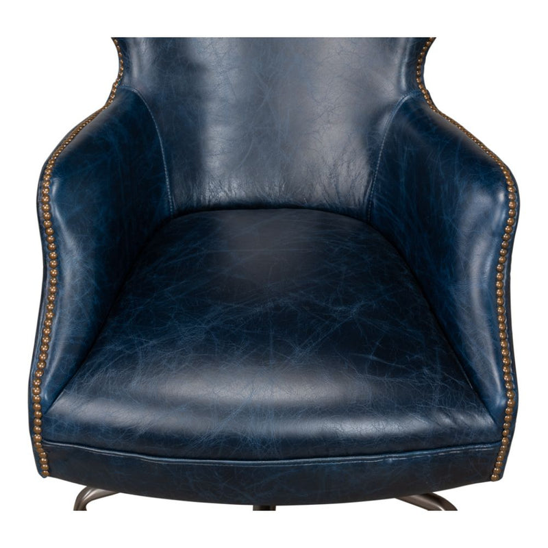 navy leather upholstery desk chair 5 casters