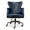 navy leather upholstery desk chair 5 casters