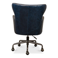navy leather upholstery desk chair 5 casters