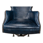 navy leather upholstery desk chair 5 casters
