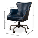 navy leather upholstery desk chair 5 casters