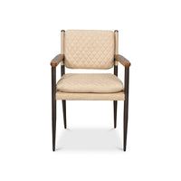 beige quilted leather armchair