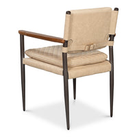 beige quilted leather armchair