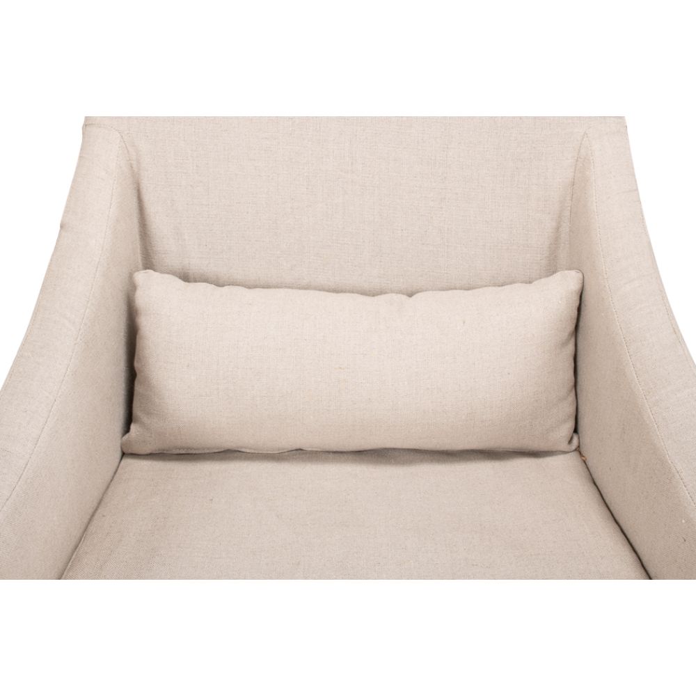 skirted arm chair beige linen