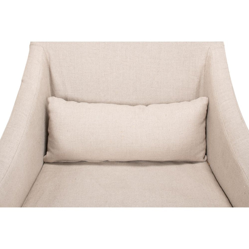 skirted arm chair beige linen