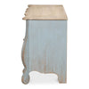 cabinet reclaimed pine 4 drawer scalloped rustic blue distressed bowed