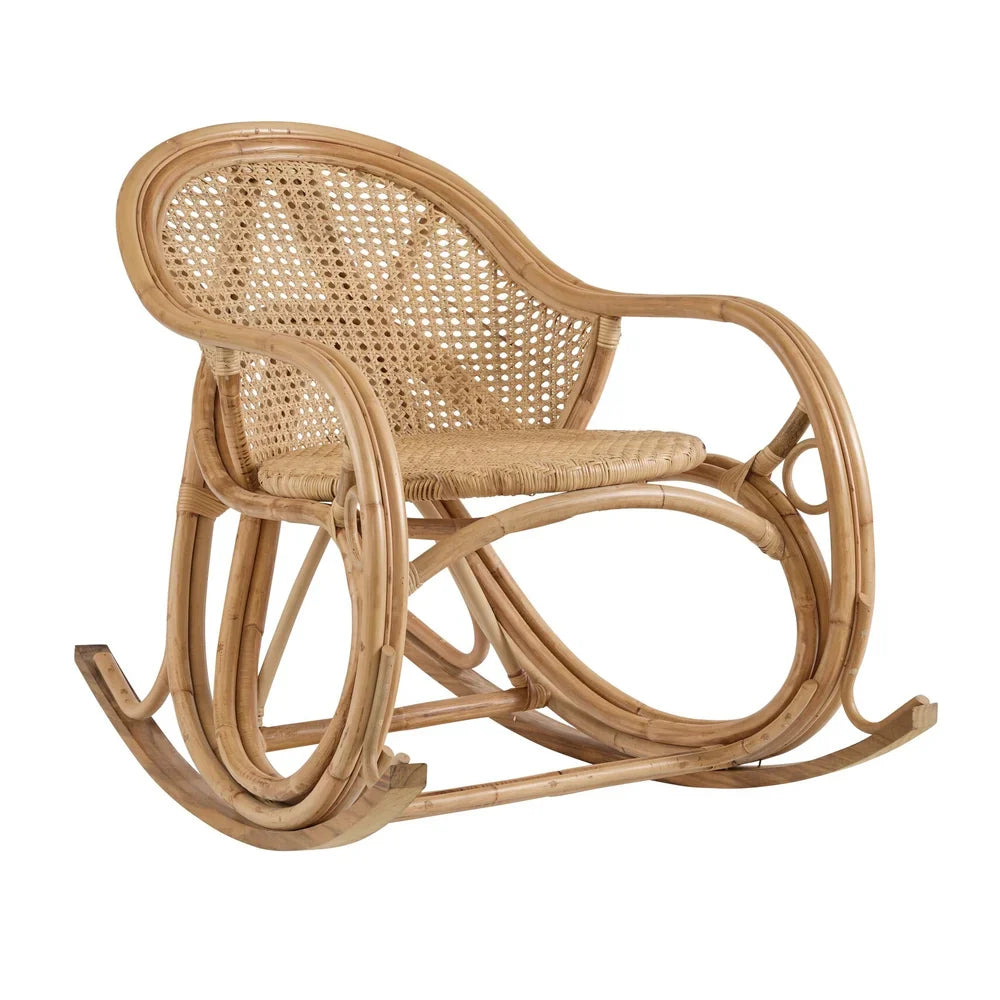 Wicker rocking chair on a white background