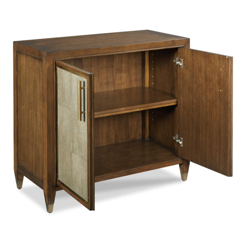 cabinet faux shagreen walnut edges brass accents