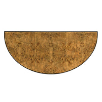 half oval top table natural burl tapered leg apron rail