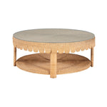 coffee table scalloped glass top round lower shelf