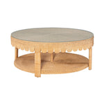 coffee table scalloped glass top round lower shelf
