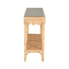 console table scalloped glass top rectangular lower shelf