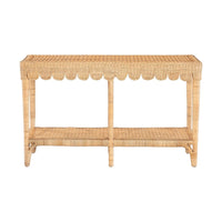 console table scalloped glass top rectangular lower shelf