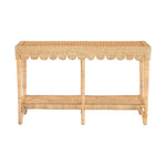console table scalloped glass top rectangular lower shelf