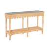 console table scalloped glass top rectangular lower shelf