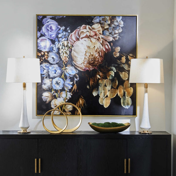 giclee print art floral gold trim wall art