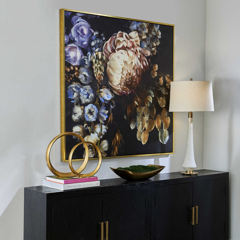 giclee print art floral gold trim wall art