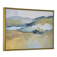 framed canvas abstract print blue yellow gold finish