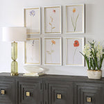 botanical framed wall art set wood grain veneer frame
