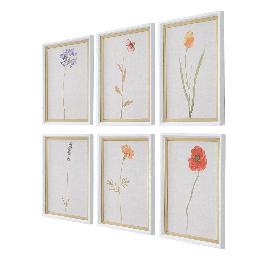 botanical framed wall art set wood grain veneer frame