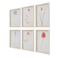 botanical framed wall art set wood grain veneer frame