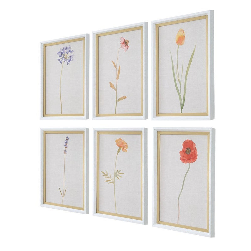 botanical framed wall art set wood grain veneer frame