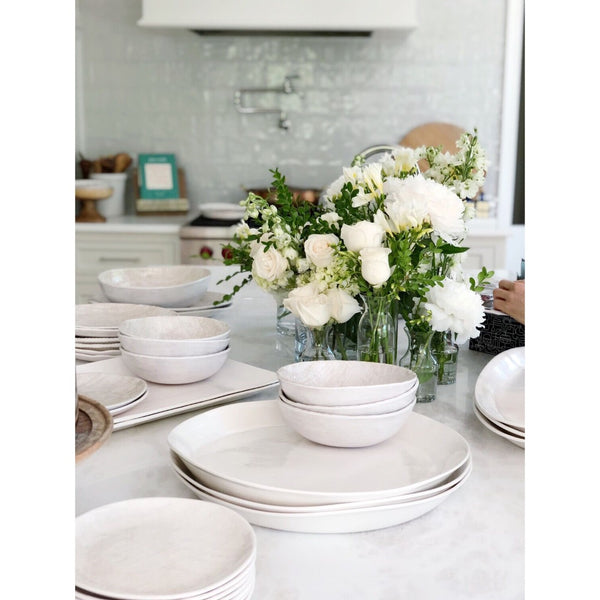 melamine weave white salad plate setting