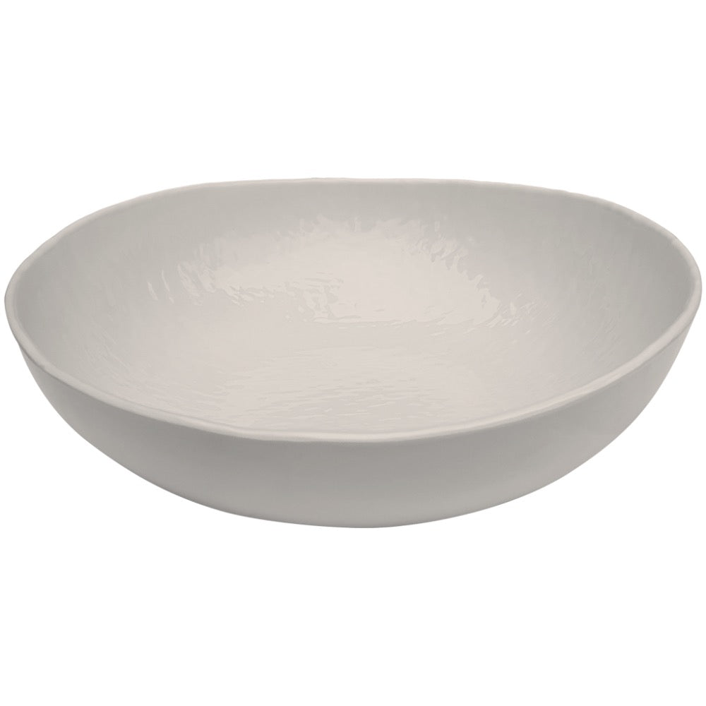 round large serving bowl stone weave pattern melamine 