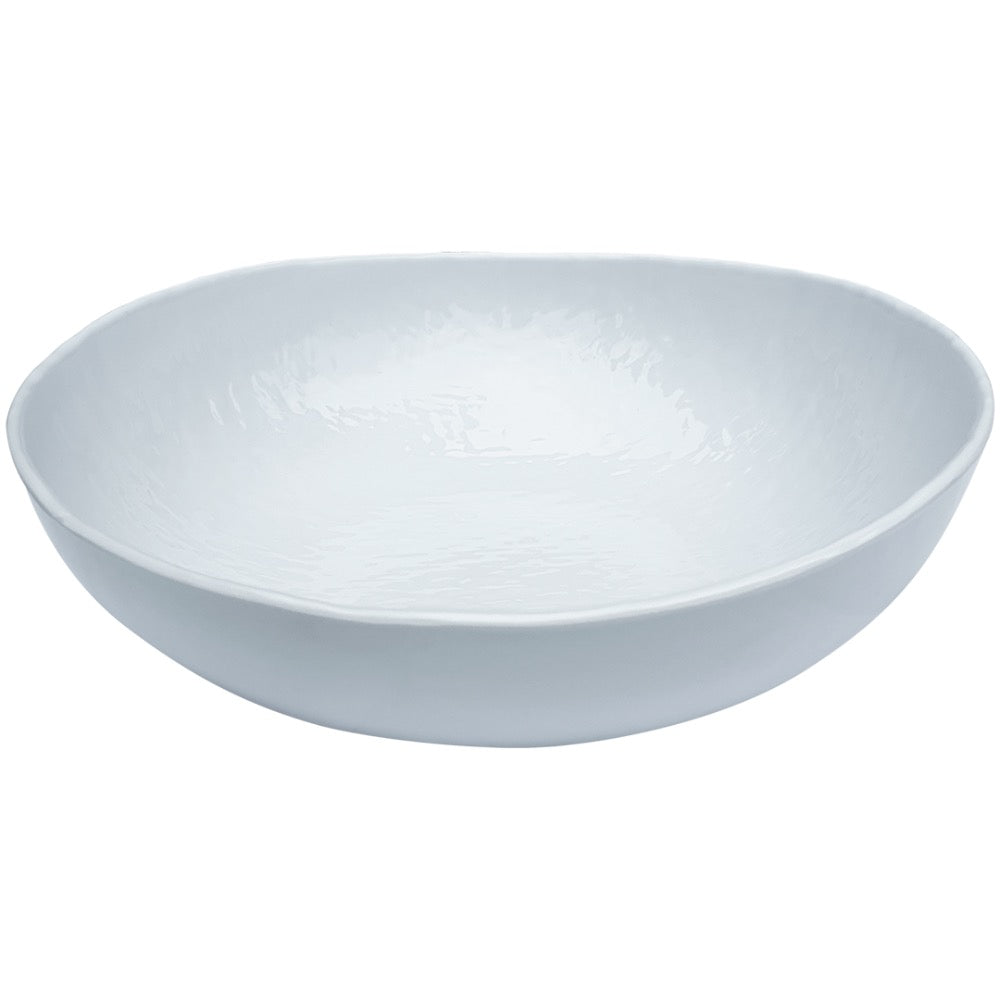 round large serving bowl white weave pattern melamine 