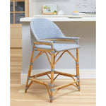 Unique light blue and tan wood stool