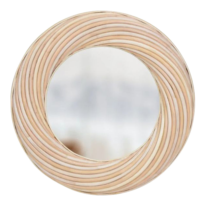 round mirror bleached twisted rattan