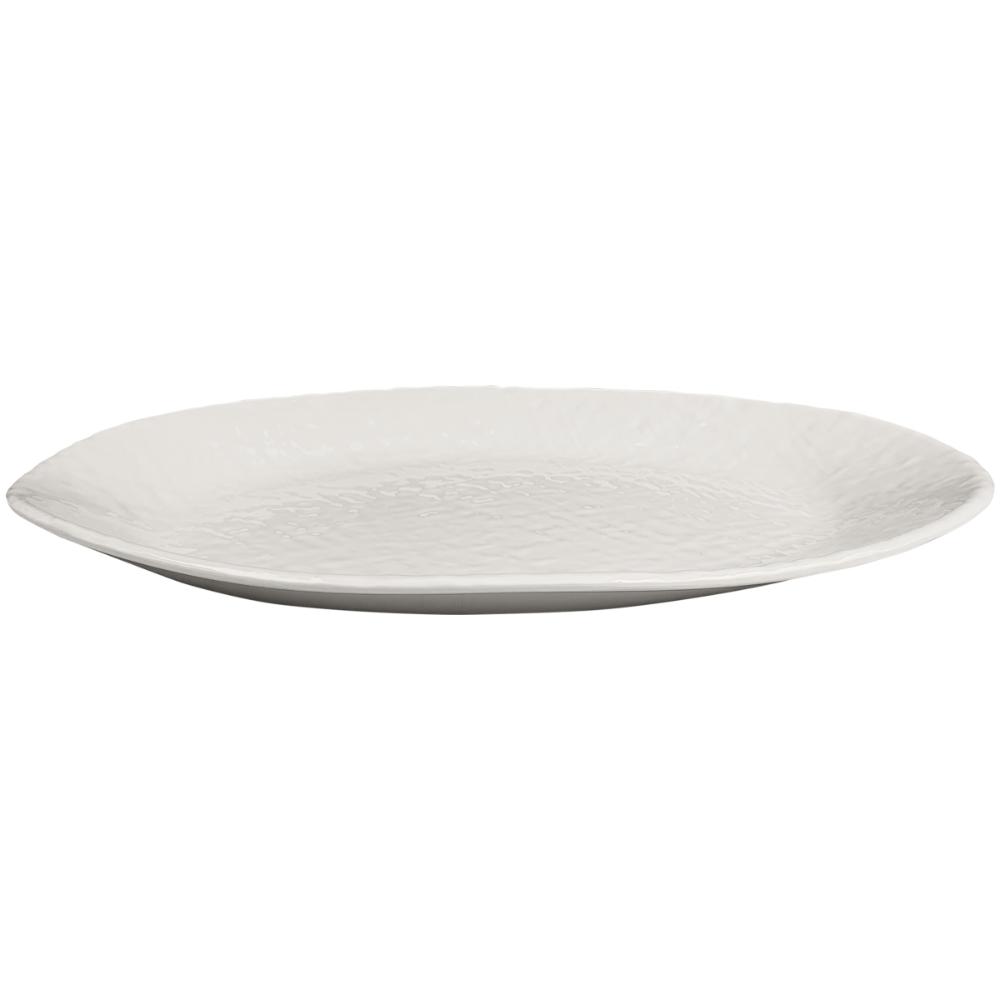 melamine serving platter cream weave pattern oval