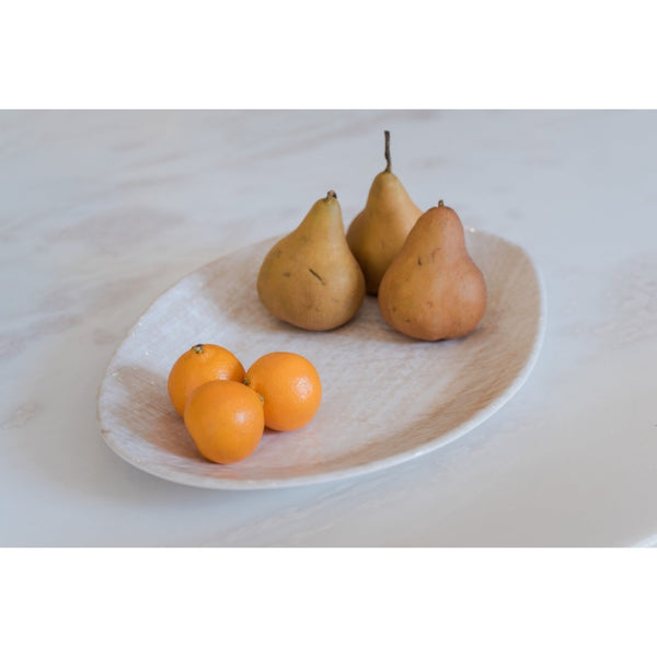 melamine white weave pattern oval serving platter