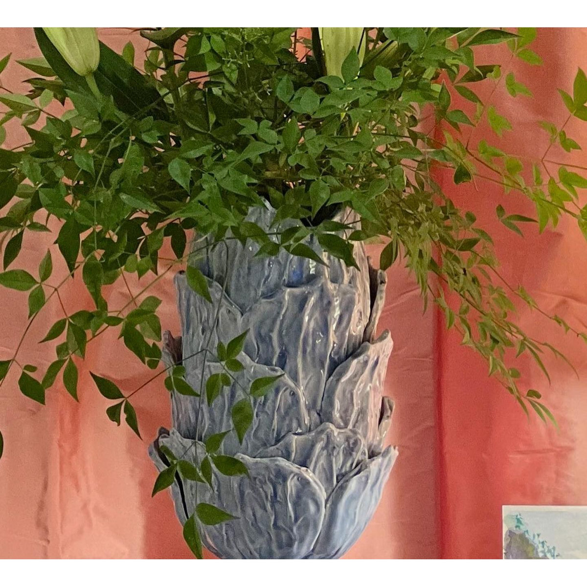 Foliage Periwinkle Footed Vase