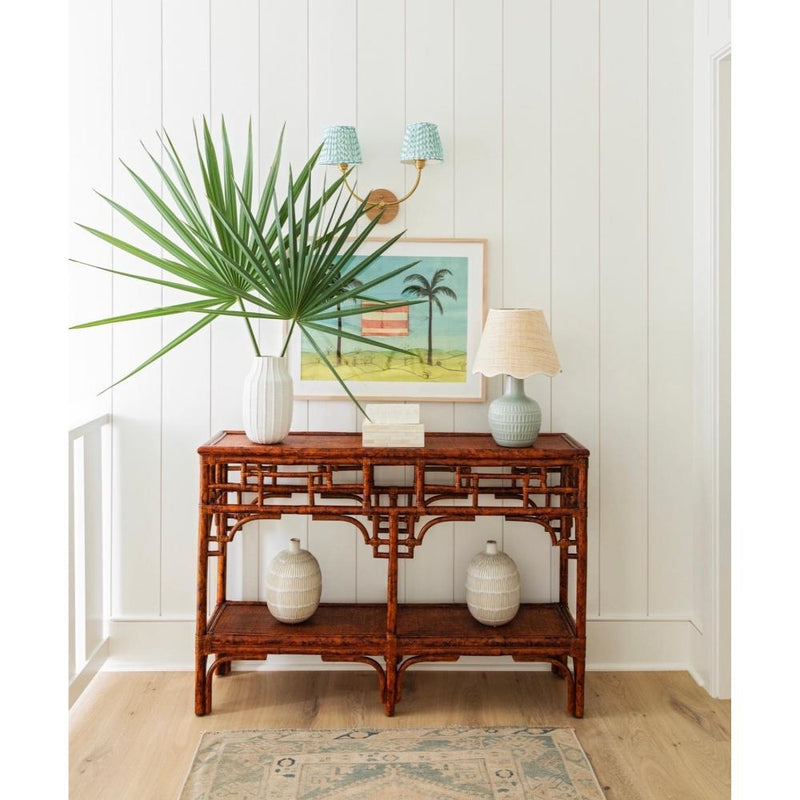 console table rattan tortoise shell pagoda