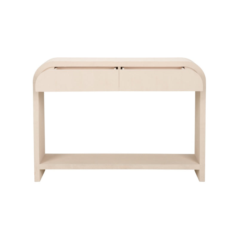 cream console drawers rounded corners