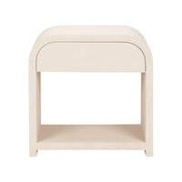 bedside side table wood cream one drawer rounded corner