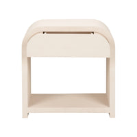 bedside side table wood cream one drawer rounded corner