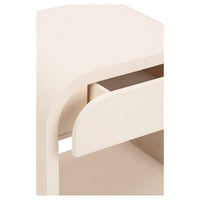 bedside side table wood cream one drawer rounded corner