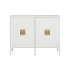 glossy white wood buffet gold accent