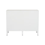 glossy white wood buffet gold accent