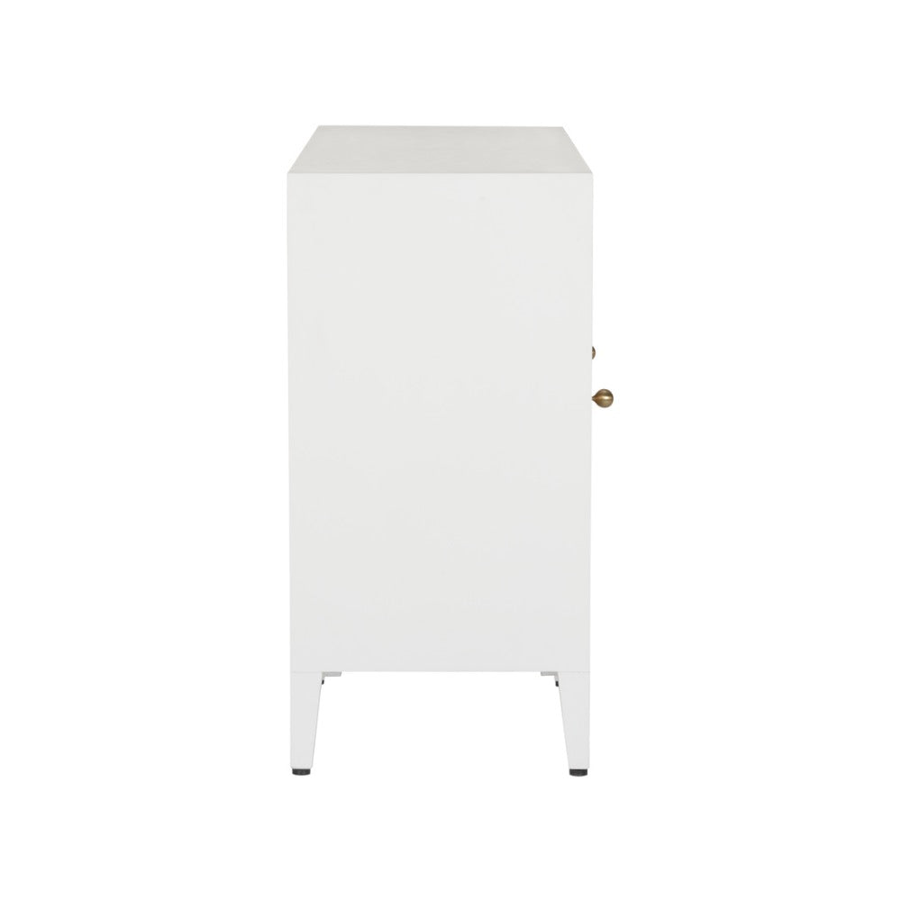 glossy white wood buffet gold accent