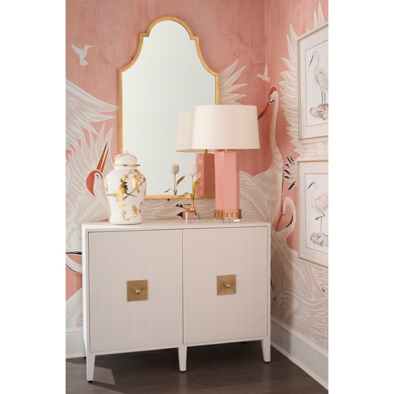 glossy white wood buffet gold accent