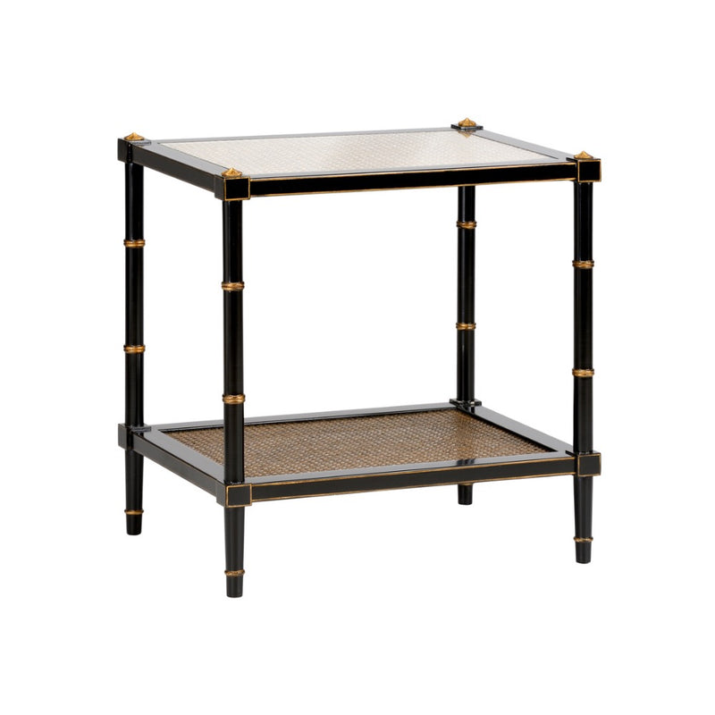 end table cane black gold glass top