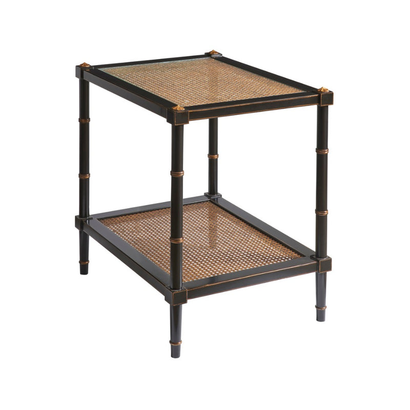 end table cane black gold glass top