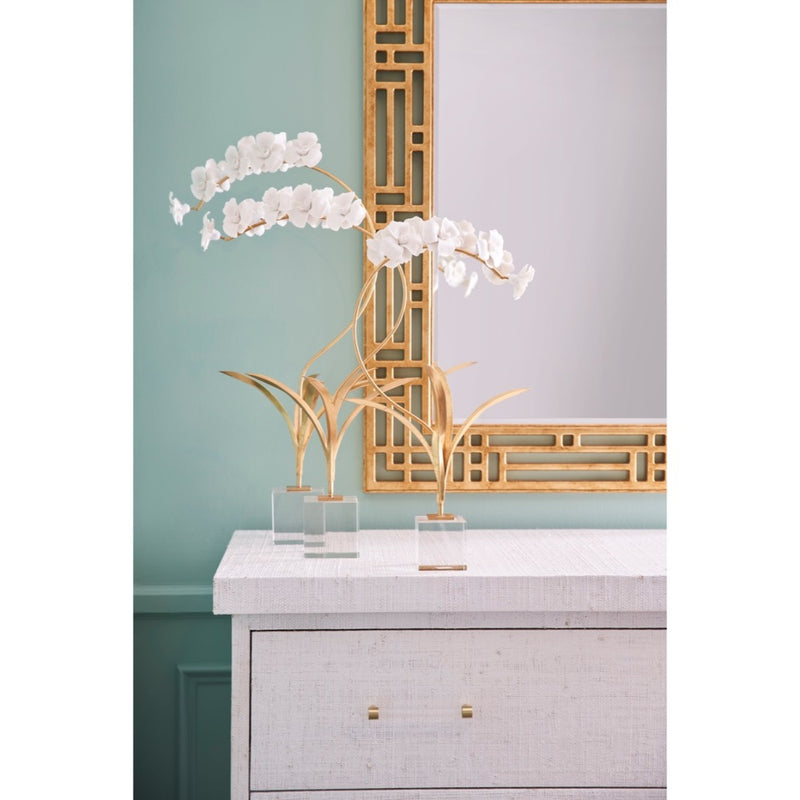 gold finish pierced mirror rectangle