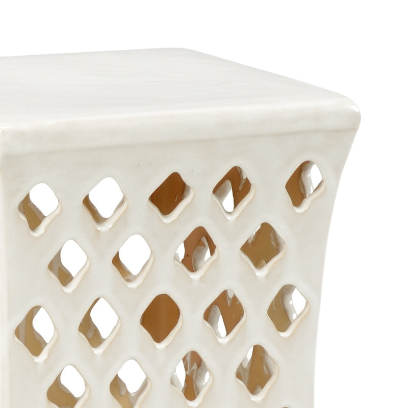 white glaze ceramic bench accent table stool